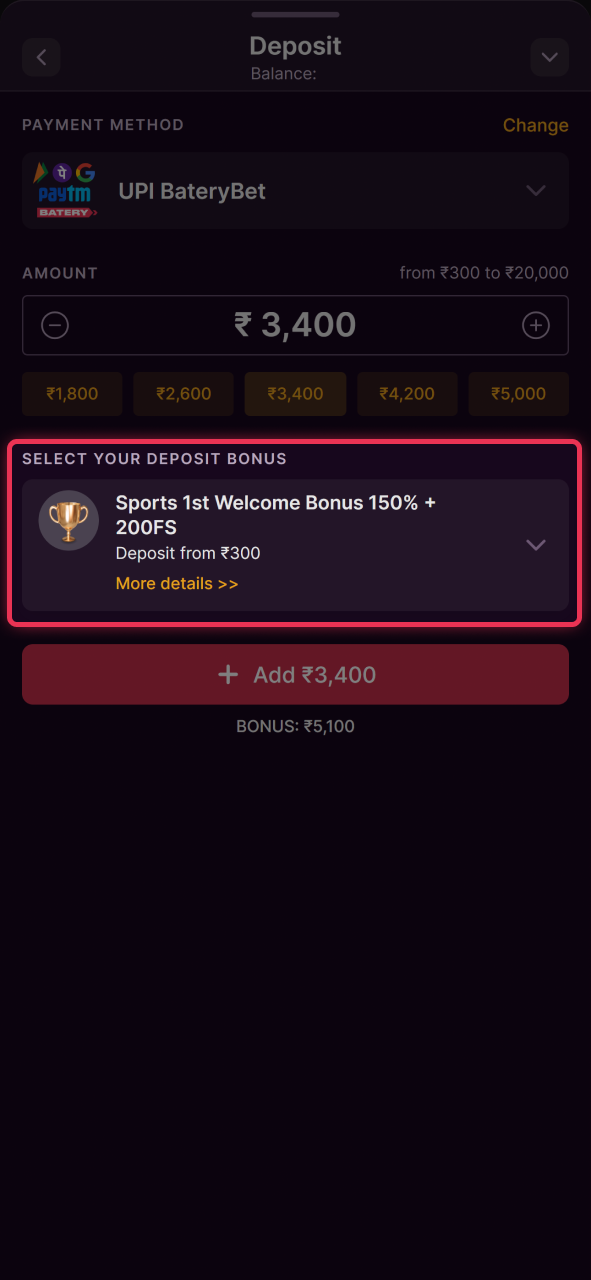 Claim your welcome bonus for bigger Batery tennis betting.